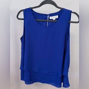 Chiffon Layered Tank Top with Round Neck